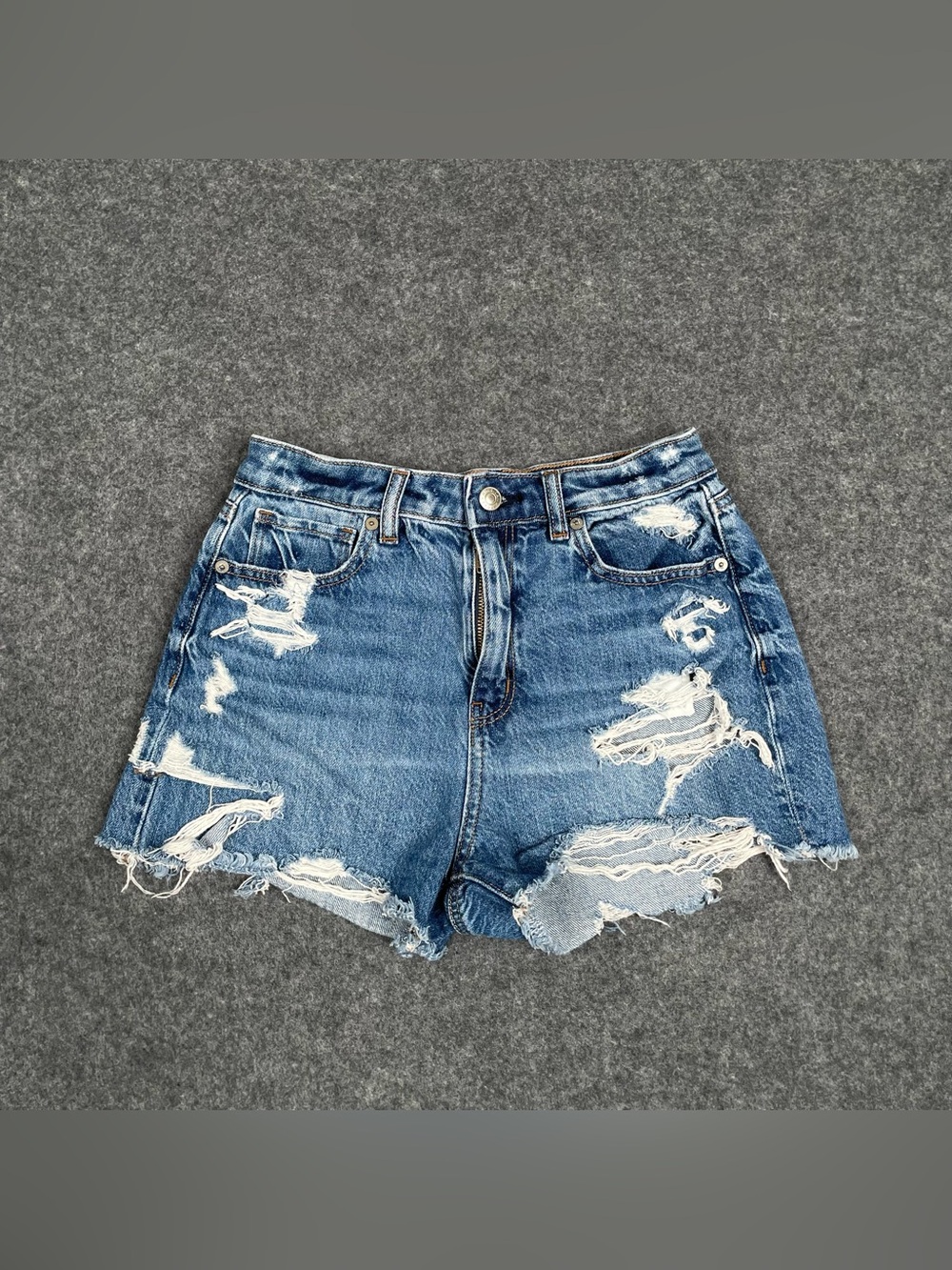 American Eagle Mom Short Size 2 Denim Distressed Frayed Comfort Stretch Y2K Mall